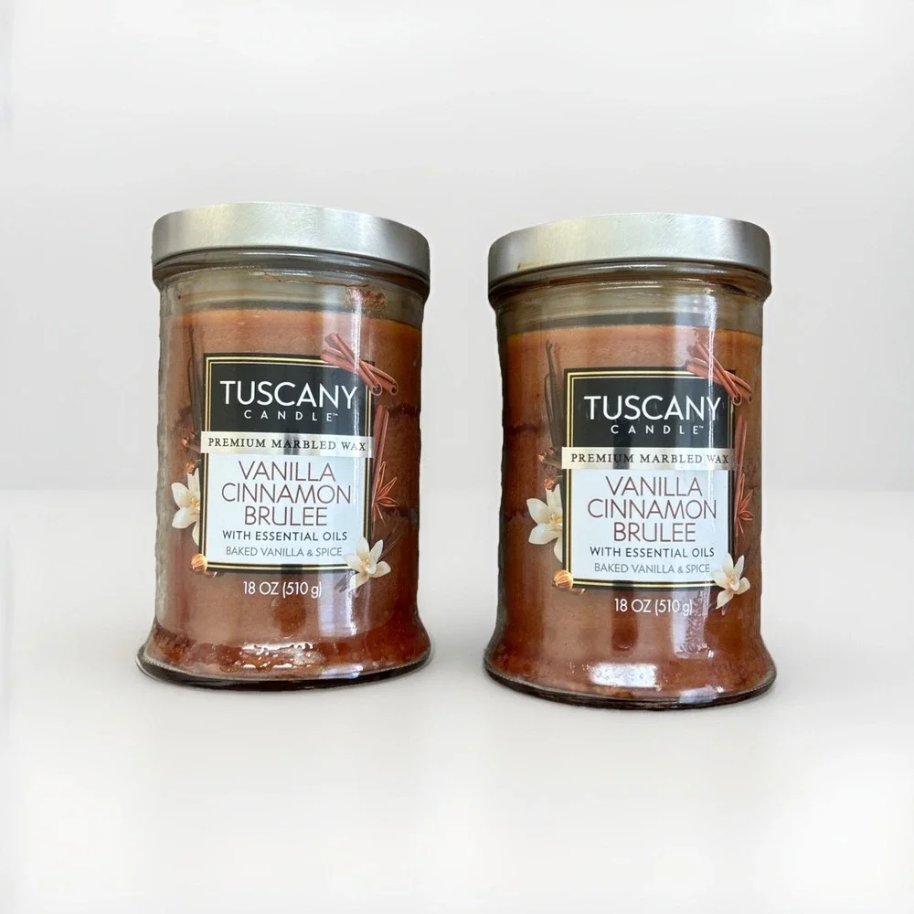 18 oz Vanilla Cinnamon Brulee Scented Jar Candle Long-Lasting Home Fragrance 2pk